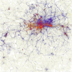 Map of London showing local and tourist Flickr photos