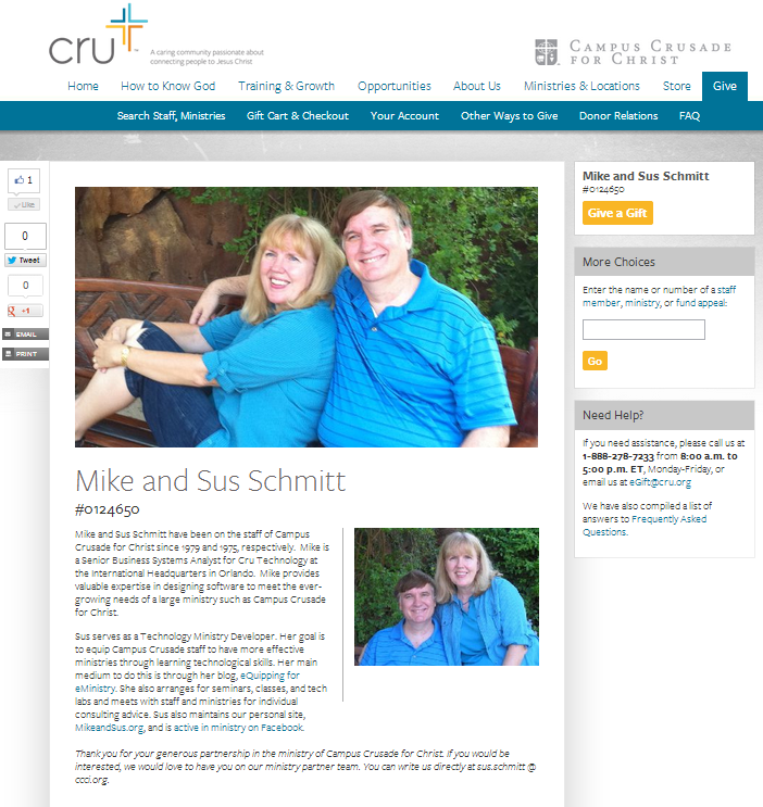 Mike and Sus Schmitt at Cru