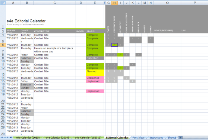 Editorial Calendar Template